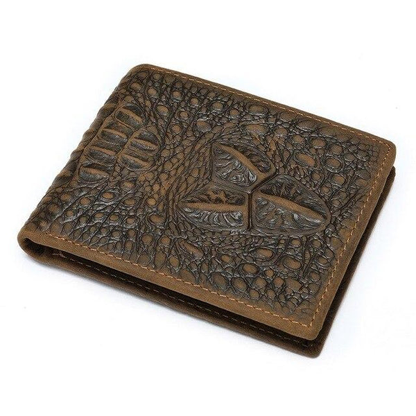 Petit portefeuille crocodile homme en cuir