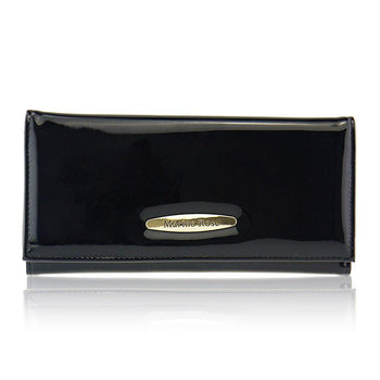 portefeuille noir vernis pour femme