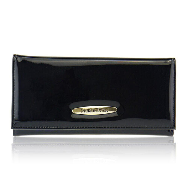 portefeuille noir vernis pour femme
