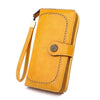 Grand portefeuille vintage style pochette zippee jaune