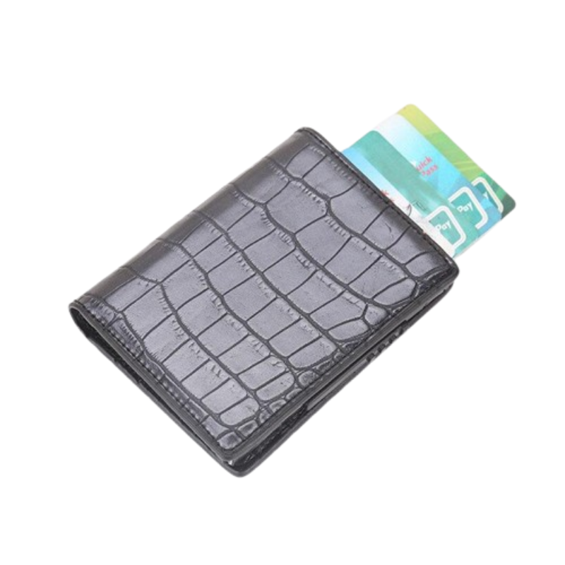 Porte Carte Credit Design Noir Croco