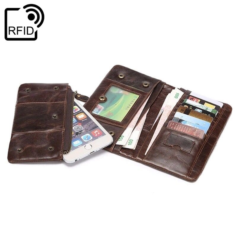 Grand-Portefeuille-marron en cuir