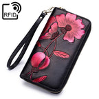 portefeuille fantaisie pour femme en cuir véritable rouge
