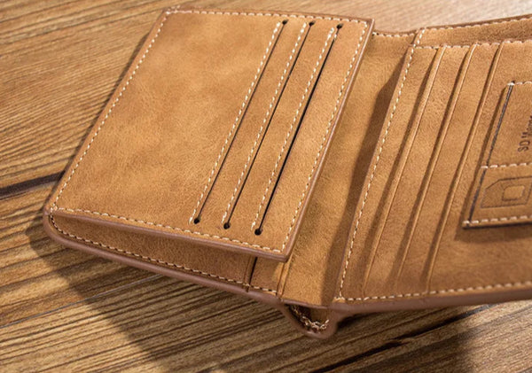 Portefeuille vintage homme cuir horizontal – Compact avec porte-cartes & photo