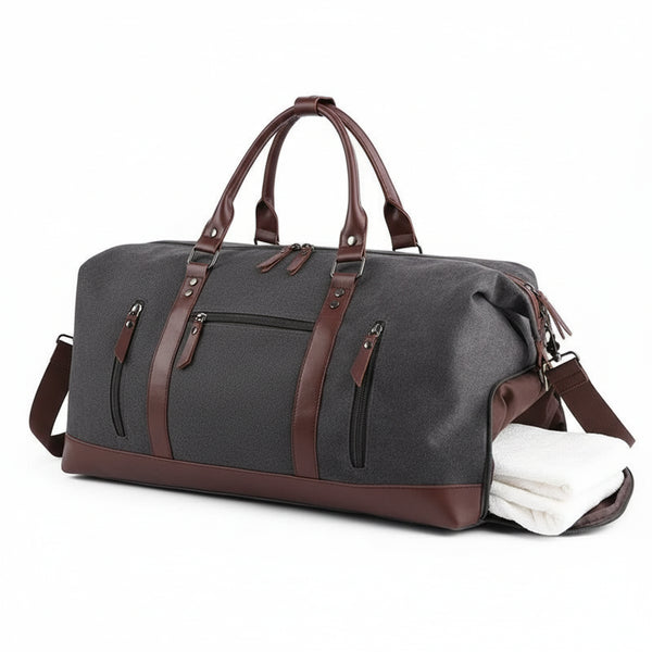 Sac de Voyage en Toile & Cuir – Élégant et Robuste
