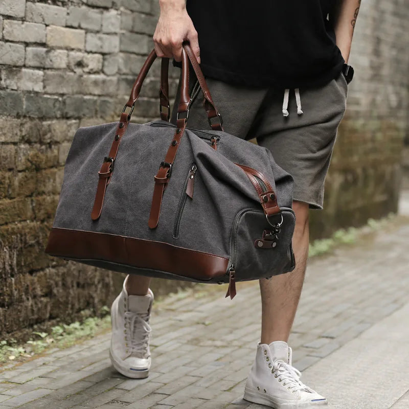 Sac de Voyage en Toile & Cuir – Élégant et Robuste