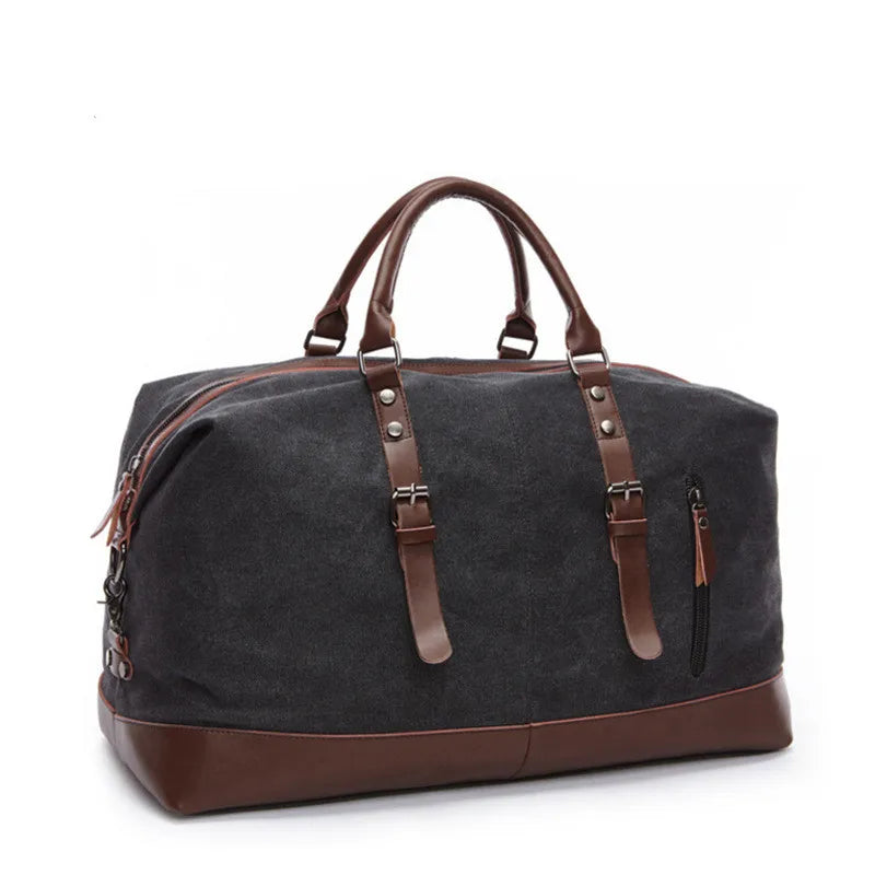 Sac de Voyage en Toile & Cuir – Élégant et Robuste