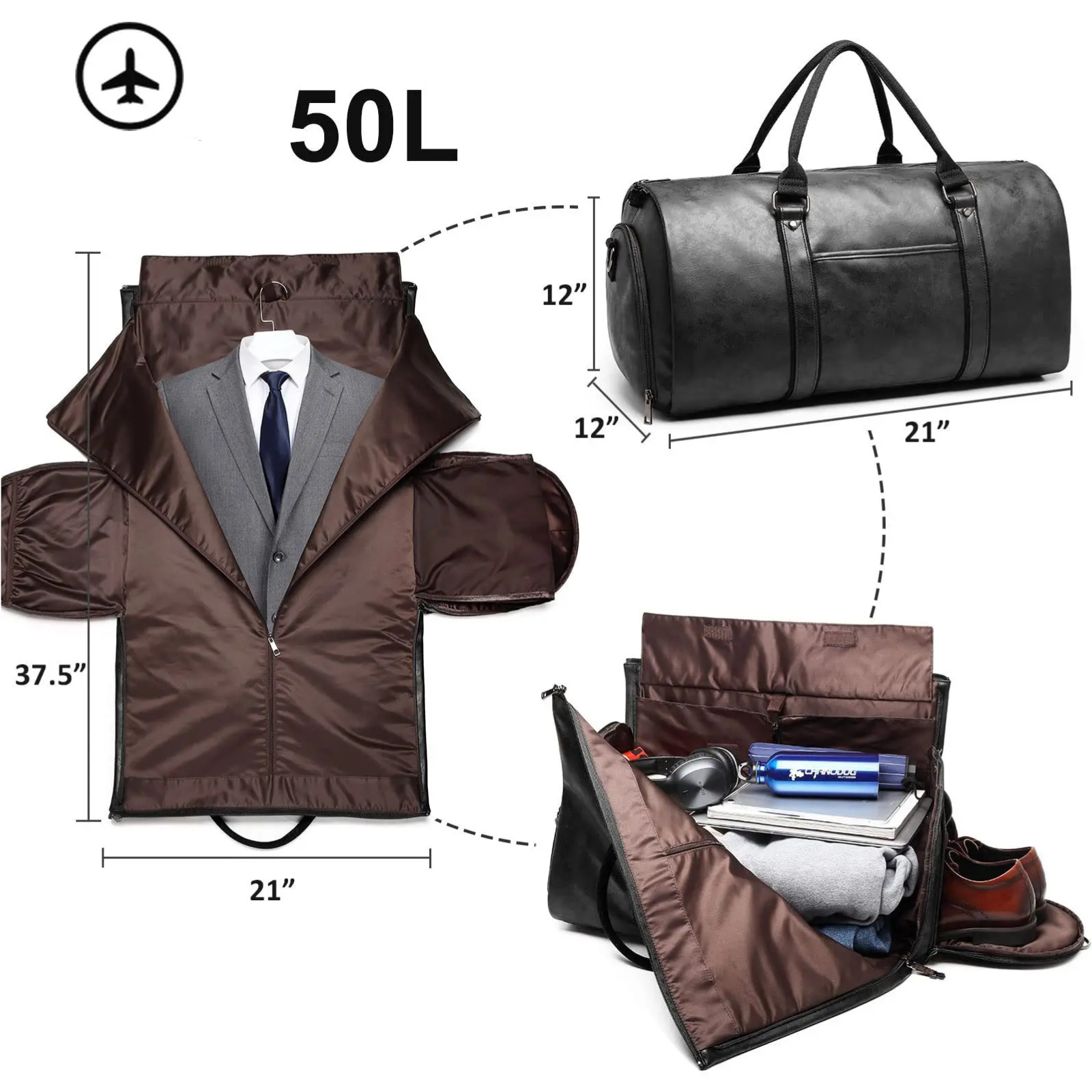 Sac de Voyage Élégant avec Compartiment pour Costumes et Chemises