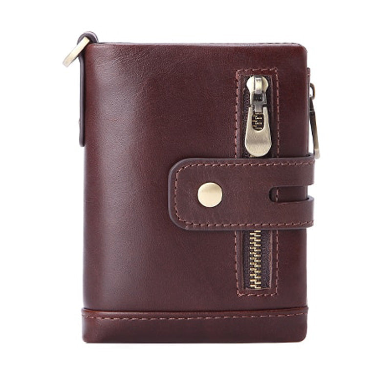 portefeuille de luxe zippé marron