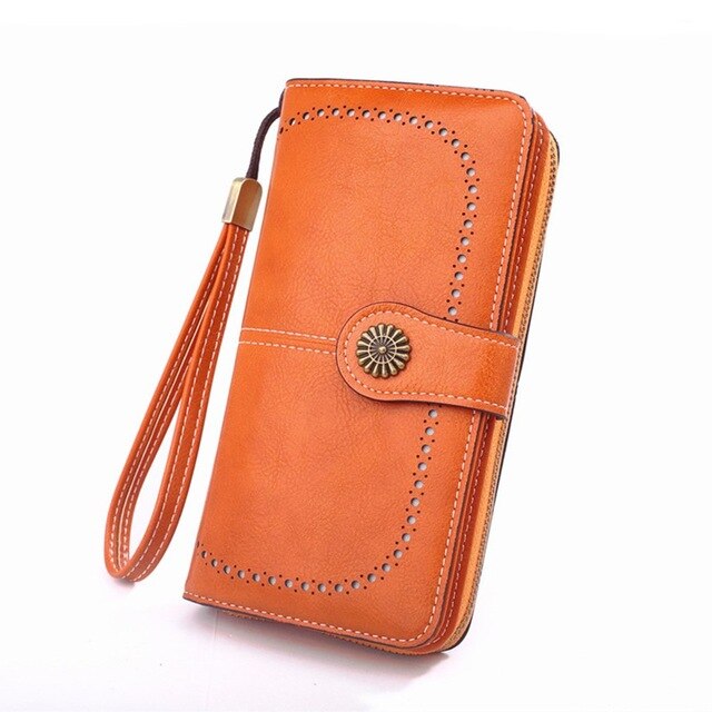 Grand portefeuille vintage style pas cher Orange