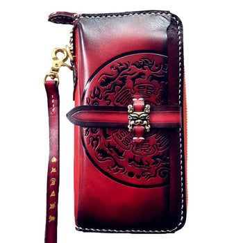 portefeuille porte éternelle en cuir véritable