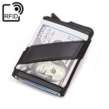 porte-carte aluminium anti-RFID en cuir synthétique