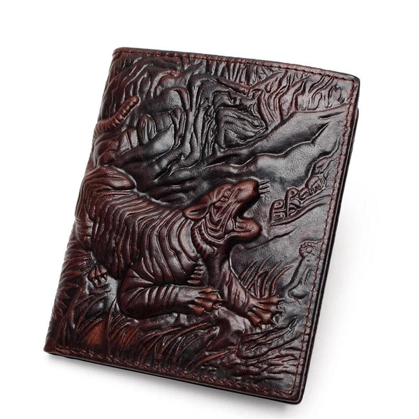 Portefeuille tigre 3D en cuir pour homme